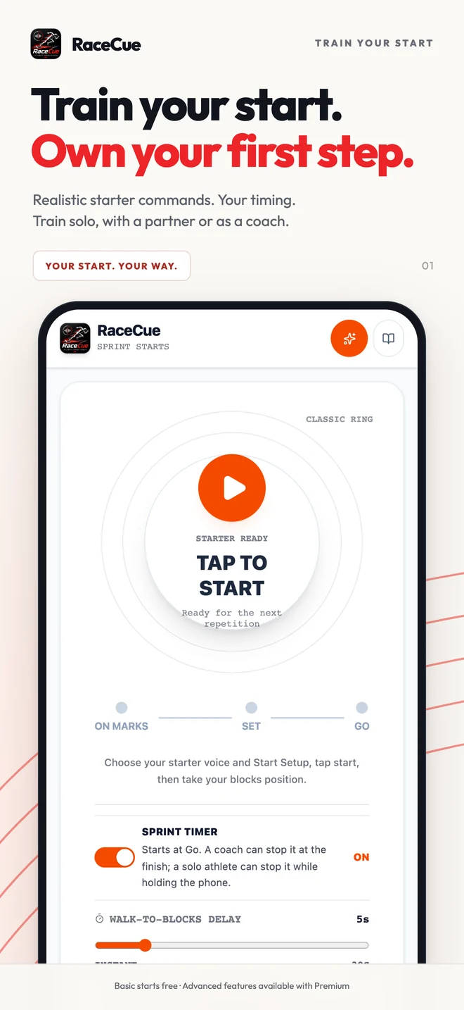 RaceCue Your starter interface